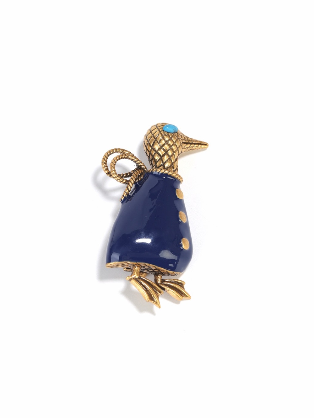 Gold-Tone & Navy Enamel Duck Brooch - Women Accessories